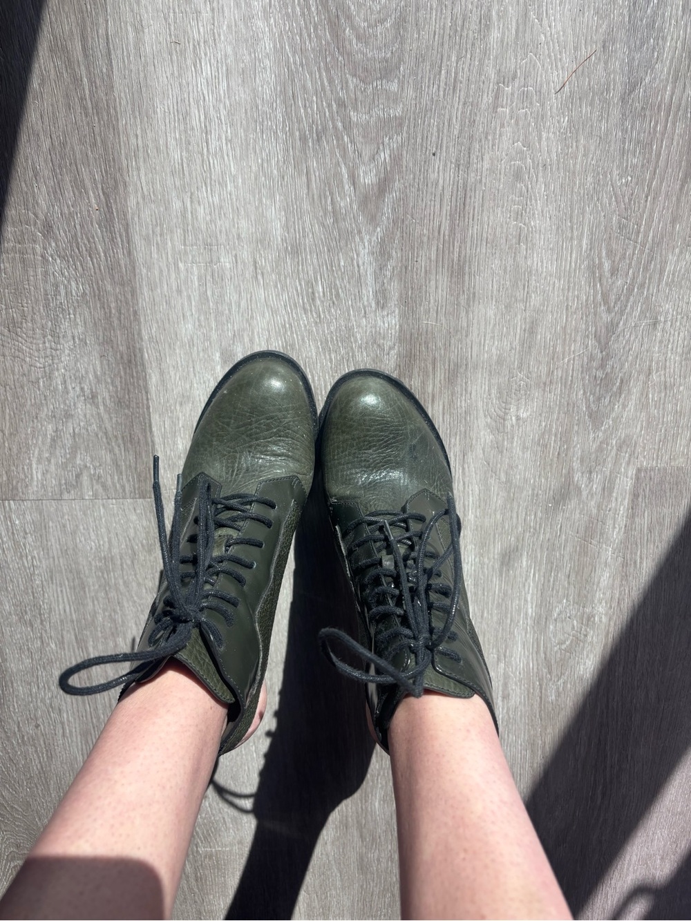 Alexander Wang Olive Green Lace-Up Ankle Boots